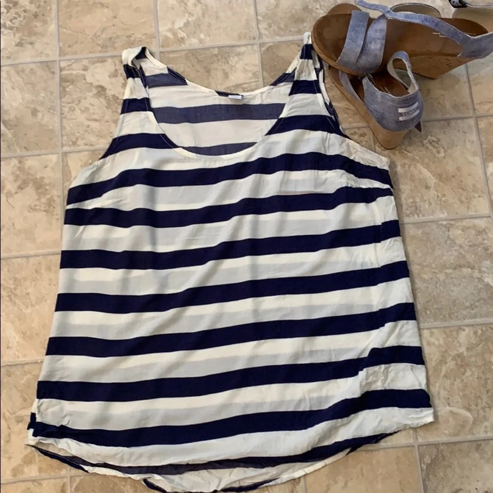 Striped Navy and White Sleeveless Tank Top - Women